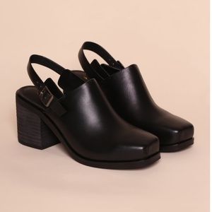 Intentionally Blank Leather Square Clogs Madewell